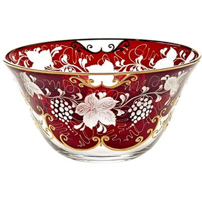 CRISTALICA Schale Obstschale Salatschüssel Golden Grape D 18,5 cm aufwendig Handbemalt Hochwertiges Glas CRISTALICA Schale Obstschale Salatschüssel Golden Grape D 18,5 cm aufwendig Handbemalt Hochwertiges Glas