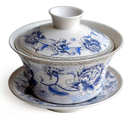 Liang baobao Traditionelles Gaiwan Teeset mit Deckel und Untertasse Handgefertigte Keramik Teetasse Blumen Porzellan Teetassen 296 ml Liang baobao Traditionelles Gaiwan Teeset mit Deckel und Untertasse Handgefertigte Keramik Teetasse Blumen Porzellan Teetassen 296 ml