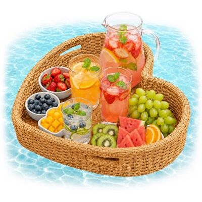 Relaxdays Schwimmendes Tablett Herz, Natur Pooltablett für Getränke & Snacks, HBT: ca. 20x60x60 cm, Rattan, unsinkbar Relaxdays Schwimmendes Tablett Herz, Natur Pooltablett für Getränke & Snacks, HBT: ca. 20x60x60 cm, Rattan, unsinkbar
