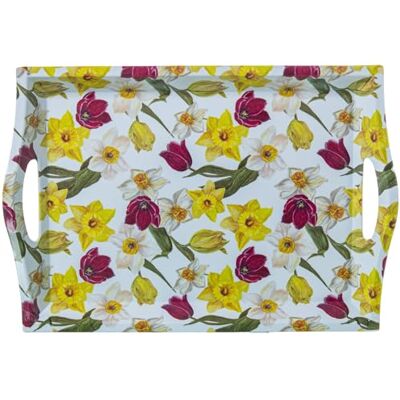 DRW Rechteckiges Tablett mit Griffen aus Melamin mit Blumen, 31 x 44 x 5,2 cm DRW Rechteckiges Tablett mit Griffen aus Melamin mit Blumen, 31 x 44 x 5,2 cm