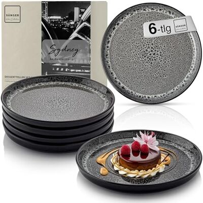 Sänger Sydney Dessertteller 6 teilig, Steingut Teller Set 6 Personen Kuchenteller kleine Teller spülmaschinen- & mikrowellenfest multifunktional, Steingut Geschirr dunkel grau Sänger Sydney Dessertteller 6 teilig, Steingut Teller Set 6 Personen Kuchenteller kleine Teller spülmaschinen- & mikrowellenfest multifunktional, Steingut Geschirr dunkel grau