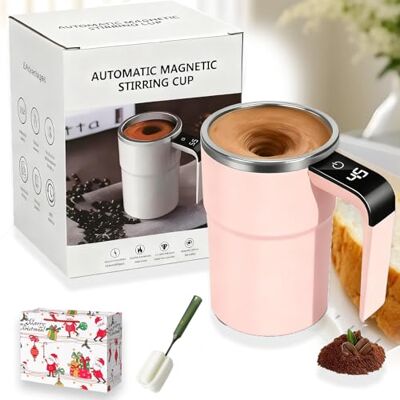 fjaldjfu Electric Coffee Mug with a Built-in LCD Thermometer, Edelstahl Automatik Selbstrührender Becher, Elektrischer Protein-Shaker Tasse mit Deckel, für Kaffee, Milch und andere Getränke (Rosa) fjaldjfu Electric Coffee Mug with a Built-in LCD Thermometer, Edelstahl Automatik Selbstrührender Becher, Elektrischer Protein-Shaker Tasse mit Deckel, für Kaffee, Milch und andere Getränke (Rosa)