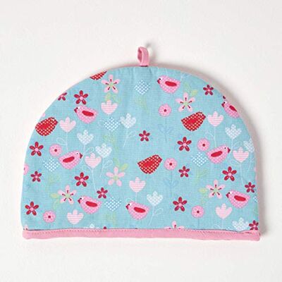 Homescapes Tea Cosy, Kannenwärmer ‚Vögel & Blumen‘-Design, Teewärmer aus Baumwolle, isolierende Haube für Teekanne, Abdeckung für Tee- und Kaffeekannen Homescapes Tea Cosy, Kannenwärmer ‚Vögel & Blumen‘-Design, Teewärmer aus Baumwolle, isolierende Haube für Teekanne, Abdeckung für Tee- und Kaffeekannen