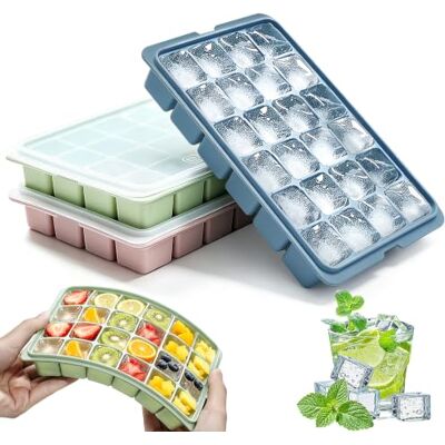 Pavlleen 3 PCS Eiswürfelform mit Deckel,24 Fach Silikon Quadratische Eiswürfelschale Stapelbar Eiswürfelbehälter BPA Frei, geeignet für Cocktails, Whisky,Eiscreme, Kaffee (2.5 * 2.5* 2.5cm) Pavlleen 3 PCS Eiswürfelform mit Deckel,24 Fach Silikon Quadratische Eiswürfelschale Stapelbar Eiswürfelbehälter BPA Frei, geeignet für Cocktails, Whisky,Eiscreme, Kaffee (2.5 * 2.5* 2.5cm)