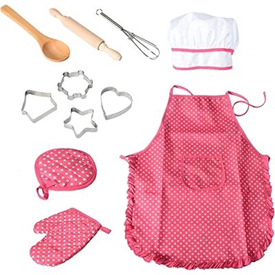 HobbyLane HoobyLane Kinderschürze Koch und Backset, 11 Stück Kinderküche Ankleiden und Backset mit Kochschürze, Kochmütze und Kochzubehör für 3+ Kinder Rollenspiel, Geschenk für Mädchen (Rot) HobbyLane HoobyLane Kinderschürze Koch und Backset, 11 Stück Kinderküche Ankleiden und Backset mit Kochschürze, Kochmütze und Kochzubehör für 3+ Kinder Rollenspiel, Geschenk für Mädchen (Rot)