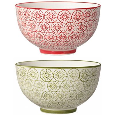Bloomingville Schalen Isabella, rot grün, Keramik, 2er Set Bloomingville Schalen Isabella, rot grün, Keramik, 2er Set