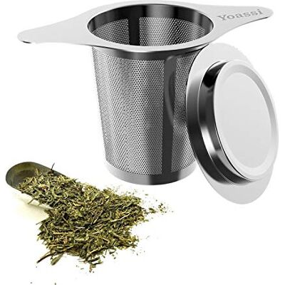 Yoassi Premium Teesieb mit Deckel und Doppel-Griff, Edelstahl Teefilter für Tasse/Teekanne/Töpfe/Tee-Schalen Ø 60mm Yoassi Premium Teesieb mit Deckel und Doppel-Griff, Edelstahl Teefilter für Tasse/Teekanne/Töpfe/Tee-Schalen Ø 60mm