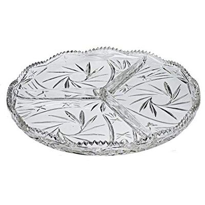 CRISTALICA Glasteller Servierteller Platte Kabarett Schleuderstern Bleikristallglas klar 31,5 cm CRISTALICA Glasteller Servierteller Platte Kabarett Schleuderstern Bleikristallglas klar 31,5 cm