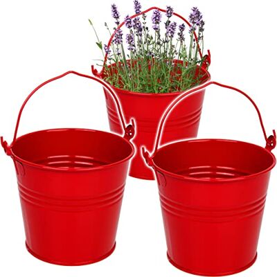 alles-meine.de GmbH 5 Stück kleine Metalleimer/Blumentöpfe rot 15 cm hoch 2 Liter Metall rostfrei Blech Eimer rund mit 3-D Effekt Rillen Prägung mit Henkel .. alles-meine.de GmbH 5 Stück kleine Metalleimer/Blumentöpfe rot 15 cm hoch 2 Liter Metall rostfrei Blech Eimer rund mit 3-D Effekt Rillen Prägung mit Henkel ..