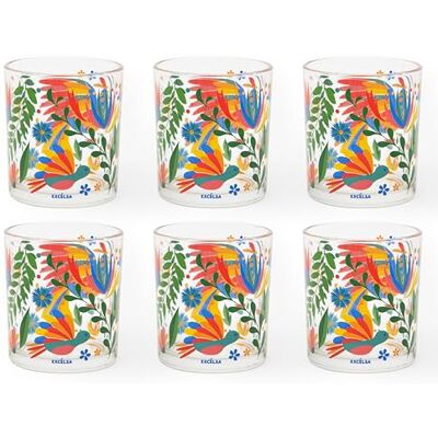 Excelsa Mexican Flowers Set mit 6 Gläsern, Glas, Fassungsvermögen 250 ml. Excelsa Mexican Flowers Set mit 6 Gläsern, Glas, Fassungsvermögen 250 ml.
