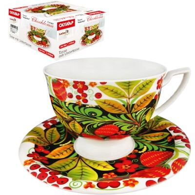 Compar Teeset "Kaiserlich", Design "Hohloma", 1 Tasse 370 ml + 1 Untertasse Compar Teeset "Kaiserlich", Design "Hohloma", 1 Tasse 370 ml + 1 Untertasse