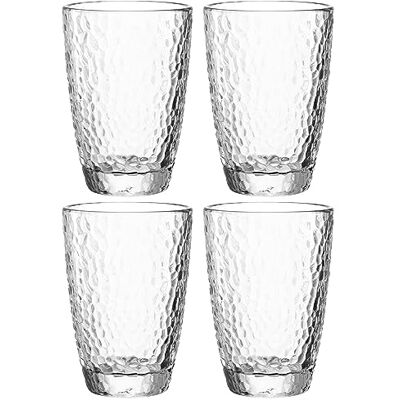 LEONARDO HOME Leonardo Matera Trinkgläser Set 4-teilig Hochwertiges Glas in Hammerschlag-Optik Inhalt 340 ml Spülmaschinenfest, robust 4er Set transparent, 077408 LEONARDO HOME Leonardo Matera Trinkgläser Set 4-teilig Hochwertiges Glas in Hammerschlag-Optik Inhalt 340 ml Spülmaschinenfest, robust 4er Set transparent, 077408