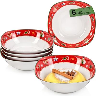 Sänger Müslischalen Bilgola Christmas Design 6 tlg, Müsli Schüssel Set 6 Personen, Porzellan Bowl Schüssel, Schale Spülmaschinenfest, Schale mit Weihnachtsmotiven 300 ml Sänger Müslischalen Bilgola Christmas Design 6 tlg, Müsli Schüssel Set 6 Personen, Porzellan Bowl Schüssel, Schale Spülmaschinenfest, Schale mit Weihnachtsmotiven 300 ml