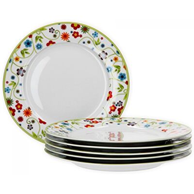 Van Well Vario Speiseteller 6er-Set Ø 26,5 cm – Porzellan Teller Set Flache Teller mit Flower-Design, ideal als Essteller, Servierteller & Geschirrset für 6 Personen – spülmaschinengeeignet Van Well Vario Speiseteller 6er-Set Ø 26,5 cm – Porzellan Teller Set Flache Teller mit Flower-Design, ideal als Essteller, Servierteller & Geschirrset für 6 Personen – spülmaschinengeeignet