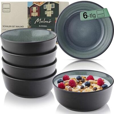 Sänger Malmö Steingut Müslischalen Bowl Schüssel 6 teilig, Schüssel Set 6 Personen, Schale spülmaschinen- mikrowellen- kratzfest, Schüsseln grün mit schwarzem Rand 600 ml Sänger Malmö Steingut Müslischalen Bowl Schüssel 6 teilig, Schüssel Set 6 Personen, Schale spülmaschinen- mikrowellen- kratzfest, Schüsseln grün mit schwarzem Rand 600 ml