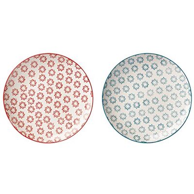 Bloomingville Teller Isabella, rot blau, Keramik, 2er Set Bloomingville Teller Isabella, rot blau, Keramik, 2er Set