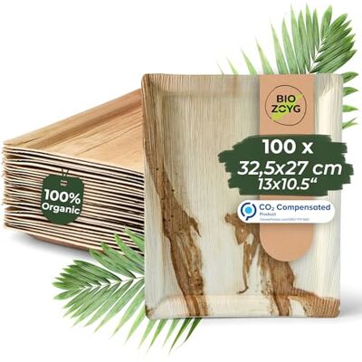 BIOZOYG Servierplatte 100 Stück 32,5 x 27 cm rechteckig Palmblatt Teller Serviertablett Kuchenplatte kompostierbar Tablett Snackteller, Alternative zu Schiefertafeln BIOZOYG Servierplatte 100 Stück 32,5 x 27 cm rechteckig Palmblatt Teller Serviertablett Kuchenplatte kompostierbar Tablett Snackteller, Alternative zu Schiefertafeln