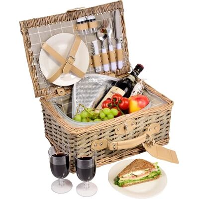 Sänger Picknickkorb Amrum, 13-teiliges Komplettset für 2 Personen mit Besteck, Teller, Gläser, Salz- & Pfefferstreuer Sänger Picknickkorb Amrum, 13-teiliges Komplettset für 2 Personen mit Besteck, Teller, Gläser, Salz- & Pfefferstreuer