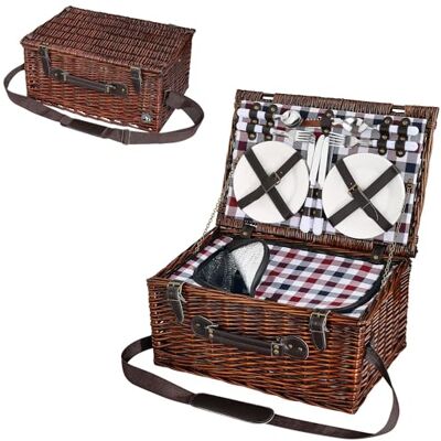 Cilio Picknick-Korb Varese, Für 4 Personen, Geflochtener Korb mit Deckel, Picknickkorb mit Kühlfach inklusive Teller Set, Besteck, Gläsern und Kellner-Korkenzieher, Weidenkorb, Dunkelbraun Cilio Picknick-Korb Varese, Für 4 Personen, Geflochtener Korb mit Deckel, Picknickkorb mit Kühlfach inklusive Teller Set, Besteck, Gläsern und Kellner-Korkenzieher, Weidenkorb, Dunkelbraun