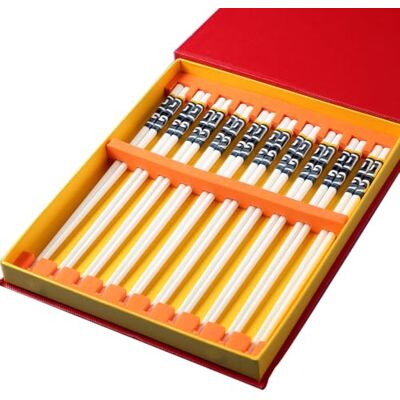 BDMRY Porzellan Essstäbchen-Geschenksets mit Etui, Keramik wiederverwendbar R 10 Paar spülmaschinenfest, rutschfest, chinesische und japanische Spülmaschinen-feste Keramik-Edelstöcke, asiatisches BDMRY Porzellan Essstäbchen-Geschenksets mit Etui, Keramik wiederverwendbar R 10 Paar spülmaschinenfest, rutschfest, chinesische und japanische Spülmaschinen-feste Keramik-Edelstöcke, asiatisches