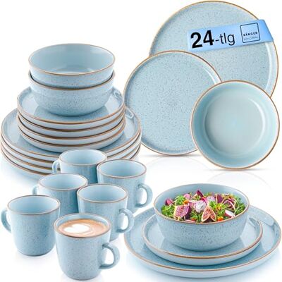 Sänger Rio Kombiservice 6 Personen, Teller Set & Kaffeebecher 24 tlg spülmaschinenfest mikrowellenfest Steingut Geschirrset mit Kaffeetassen 430 ml blau Sänger Rio Kombiservice 6 Personen, Teller Set & Kaffeebecher 24 tlg spülmaschinenfest mikrowellenfest Steingut Geschirrset mit Kaffeetassen 430 ml blau