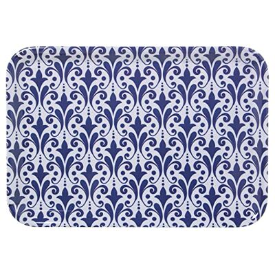 DRW Tablett aus Melamin mit Griffen, dekoriert mit arabesken Motiven, Blau, 45 x 31 x 2 cm DRW Tablett aus Melamin mit Griffen, dekoriert mit arabesken Motiven, Blau, 45 x 31 x 2 cm
