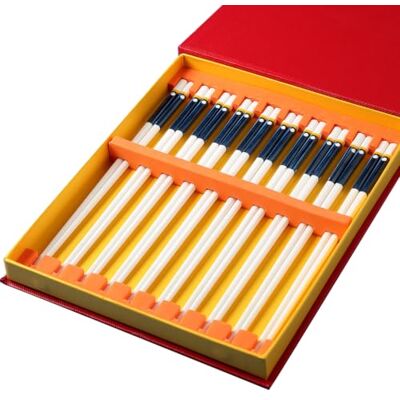 BDMRY Porzellan Essstäbchen-Geschenksets mit Etui, Keramik wiederverwendbar E 10 Paar spülmaschinenfest, rutschfest, chinesische und japanische Spülmaschinen-feste Keramik-Edelstöcke BDMRY Porzellan Essstäbchen-Geschenksets mit Etui, Keramik wiederverwendbar E 10 Paar spülmaschinenfest, rutschfest, chinesische und japanische Spülmaschinen-feste Keramik-Edelstöcke