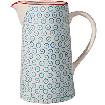 Bloomingville Krug Emma Retro Kanne Milch Vintage Wasser-Karaffe ø 13,5 H 22,5 cm, blau, Keramik, fasst ca. 2000 ml Bloomingville Krug Emma Retro Kanne Milch Vintage Wasser-Karaffe ø 13,5 H 22,5 cm, blau, Keramik, fasst ca. 2000 ml