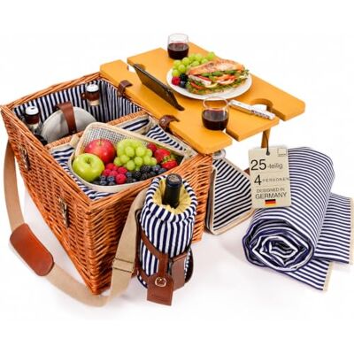 Sänger Picknickkorb Borkum für 4 Personen, 25-teilig mit Kühltasche & Tisch Mit Picknickdecke, Geschirr und Besteck – stilvoller Korb mit Henkel, perfekt als Picnic Basket für Strand, Park und Camping Sänger Picknickkorb Borkum für 4 Personen, 25-teilig mit Kühltasche & Tisch Mit Picknickdecke, Geschirr und Besteck – stilvoller Korb mit Henkel, perfekt als Picnic Basket für Strand, Park und Camping