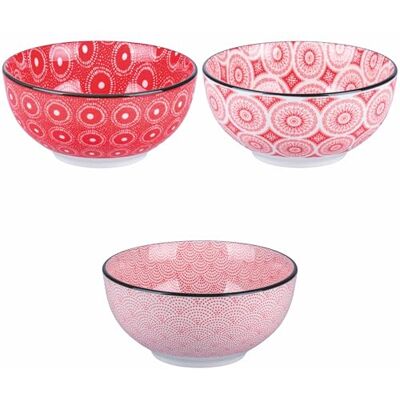 Tivoli 6er Set Schale 680 ml Porzellan geometrisches Dekor Confusion Red Tivoli 6er Set Schale 680 ml Porzellan geometrisches Dekor Confusion Red