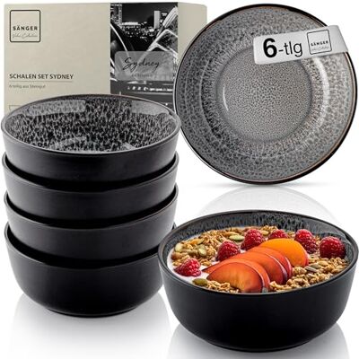 Sänger Sydney Steingut Müslischalen Bowl Schüssel 6 teilig, Schüssel Set 6 Personen, Schale spülmaschinen- mikrowellen- kratzfest, Dessertschalen, Schüsseln dunkel grau 550 ml Sänger Sydney Steingut Müslischalen Bowl Schüssel 6 teilig, Schüssel Set 6 Personen, Schale spülmaschinen- mikrowellen- kratzfest, Dessertschalen, Schüsseln dunkel grau 550 ml