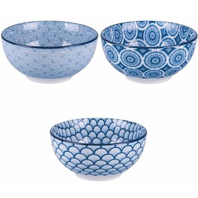 Tivoli 6er Set Schale 680 ml Porzellan geometrisches Dekor Confusion blau Tivoli 6er Set Schale 680 ml Porzellan geometrisches Dekor Confusion blau