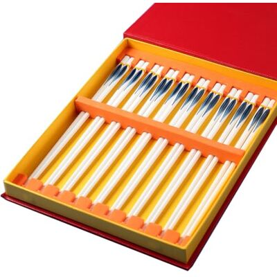 BDMRY Porzellan Essstäbchen-Geschenksets mit Etui, Keramik wiederverwendbar Q 10 Paar spülmaschinenfest, rutschfest, chinesische und japanische Spülmaschinen-feste Keramik-Edelstöcke, asiatisches BDMRY Porzellan Essstäbchen-Geschenksets mit Etui, Keramik wiederverwendbar Q 10 Paar spülmaschinenfest, rutschfest, chinesische und japanische Spülmaschinen-feste Keramik-Edelstöcke, asiatisches
