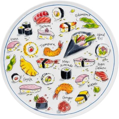 Blond Amsterdam Teller Blond Sushi Maki Mania, 31cm Keramik, Blond Sushi Kollektion, Für Sushi & Sashimi, Mikrowellengeeignet, Handwäsche empfohlen Blond Amsterdam Teller Blond Sushi Maki Mania, 31cm Keramik, Blond Sushi Kollektion, Für Sushi & Sashimi, Mikrowellengeeignet, Handwäsche empfohlen