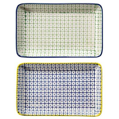 Bloomingville Servierteller Carla, grün blau, Keramik, 2er Set Bloomingville Servierteller Carla, grün blau, Keramik, 2er Set