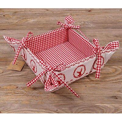 matches21 HOME & HOBBY Brotkorb Stoff RESI 20x20 cm Eckiger Brötchenkorb in rot kariert & Hirsch Motiv Nachhaltig aus 100% Baumwolle, waschbar bei 30°, Landhausstil für Brot, Brötchen, Gebäck oder Tischdekoration matches21 HOME & HOBBY Brotkorb Stoff RESI 20x20 cm Eckiger Brötchenkorb in rot kariert & Hirsch Motiv Nachhaltig aus 100% Baumwolle, waschbar bei 30°, Landhausstil für Brot, Brötchen, Gebäck oder Tischdekoration