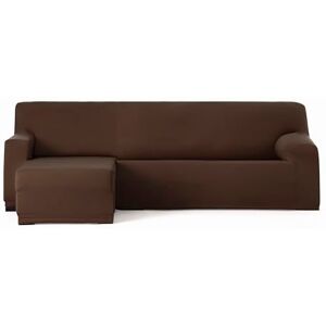 Eysa Bi-elastischer Sofabezug für Chaiselongue, mit kurzem Arm auf der linken Seite, Farbe Braun, Design Harlem Eysa Bi-elastischer Sofabezug für Chaiselongue, mit kurzem Arm auf der linken Seite, Farbe Braun, Design Harlem
