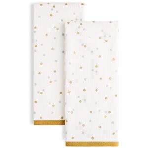 kate spade new york Celebration Dot Holiday Küchentücher, 2er-Pack, 100% Baumwolle mit Metallic-Druck, fusselfrei und saugfähig, Elfenbein/Gold/Silber, 43,2 x 71,1 cm kate spade new york Celebration Dot Holiday Küchentücher, 2er-Pack, 100% Baumwolle mit Metallic-Druck, fusselfrei und saugfähig, Elfenbein/Gold/Silber, 43,2 x 71,1 cm