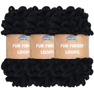 BambooMN JubileeYarn Fun Fingerschlaufengarn, Jumbo-Polyester, 100 g/Knäuel, Schwarz, 3 Knäuel BambooMN JubileeYarn Fun Fingerschlaufengarn, Jumbo-Polyester, 100 g/Knäuel, Schwarz, 3 Knäuel