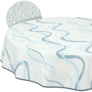ANRO Wachstuchtischdecke Tischdecke abwaschbar Wachstischdecke pflegeleicht wasserabweisend Lotuseffekt Outdoor Wachstuch Gartentischdecke Wellen Blau Rund 120cm mit Saum (Eingefasst) ANRO Wachstuchtischdecke Tischdecke abwaschbar Wachstischdecke pflegeleicht wasserabweisend Lotuseffekt Outdoor Wachstuch Gartentischdecke Wellen Blau Rund 120cm mit Saum (Eingefasst)