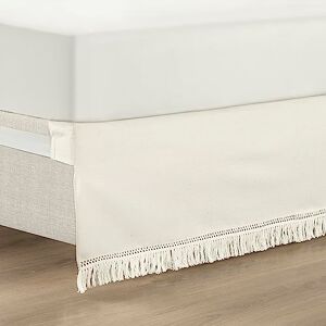 Lush Decor Boho-Bettvolant, Fransen, 38,1 cm, maßgeschneidert, einfache Passform, Kingsize, cremefarben Lush Decor Boho-Bettvolant, Fransen, 38,1 cm, maßgeschneidert, einfache Passform, Kingsize, cremefarben