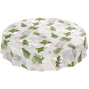 ANRO Tischdecke Wachstuchtischdecke Wachstuch Wachstischdecke pflegeleicht abwaschbar Kräuter Grün Beige Bio Basilikum Rund 120cm ANRO Tischdecke Wachstuchtischdecke Wachstuch Wachstischdecke pflegeleicht abwaschbar Kräuter Grün Beige Bio Basilikum Rund 120cm