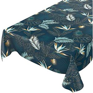 ANRO Wachstuchtischdecke abwaschbar Garten Tischdecke Wachstuch Rund Oval Eckig Indoor Outdoor Blätter Gold Blau 160x140cm ANRO Wachstuchtischdecke abwaschbar Garten Tischdecke Wachstuch Rund Oval Eckig Indoor Outdoor Blätter Gold Blau 160x140cm