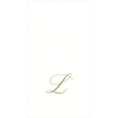 Caspari Monogramm-Papierhandtücher, mit Initiale L, White Pearl, 24 Stück Caspari Monogramm-Papierhandtücher, mit Initiale L, White Pearl, 24 Stück