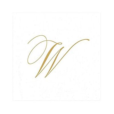 Caspari Entertaining with White Pearl Paper Linen Cocktail Napkins, Monogram Initial W, Pack of 30 Caspari Entertaining with White Pearl Paper Linen Cocktail Napkins, Monogram Initial W, Pack of 30