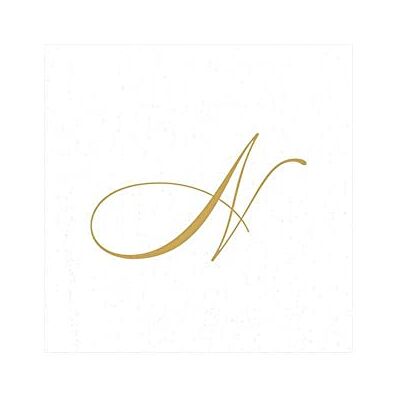 Caspari Entertaining with White Pearl Paper Linen Cocktail Napkins, Monogram Initial N, Pack of 30 Caspari Entertaining with White Pearl Paper Linen Cocktail Napkins, Monogram Initial N, Pack of 30