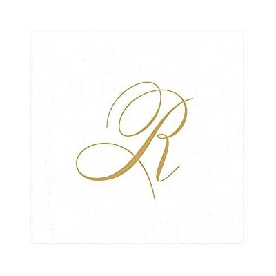Caspari Entertaining with White Pearl Paper Linen Cocktail Napkins, Monogram Initial R, Pack of 30 Caspari Entertaining with White Pearl Paper Linen Cocktail Napkins, Monogram Initial R, Pack of 30