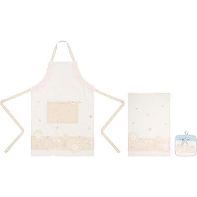 THUN Set Topflappen, Geschirrtuch und Schürze, 100% Baumwolle, Kollektion Elengance, Topflappen 20 x 20 cm, Geschirrtuch 40 x 60 cm THUN Set Topflappen, Geschirrtuch und Schürze, 100% Baumwolle, Kollektion Elengance, Topflappen 20 x 20 cm, Geschirrtuch 40 x 60 cm