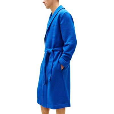 Tommy Hilfiger Herren Bademantel Waffle mit Bindeband, Blau (Regal Blue), S Tommy Hilfiger Herren Bademantel Waffle mit Bindeband, Blau (Regal Blue), S