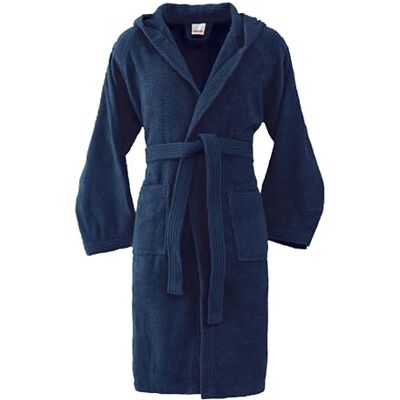 Bassetti Weicher Bademantel 360 g mit Kapuze, 100% Baumwolle, für Herren und Damen, Frottee, Übergrößen – Italien entworfen – Kollektion VIVIAN, Navy D8, XXL Bassetti Weicher Bademantel 360 g mit Kapuze, 100% Baumwolle, für Herren und Damen, Frottee, Übergrößen – Italien entworfen – Kollektion VIVIAN, Navy D8, XXL